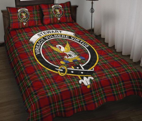 Stewart Royal Tartan Crest Quilt Bed Set Online Sale