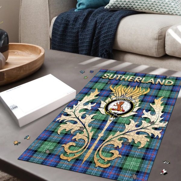Sutherland Old Ancient Tartan Crest Thistle Jigsaw Puzzles Cheap - Image 2