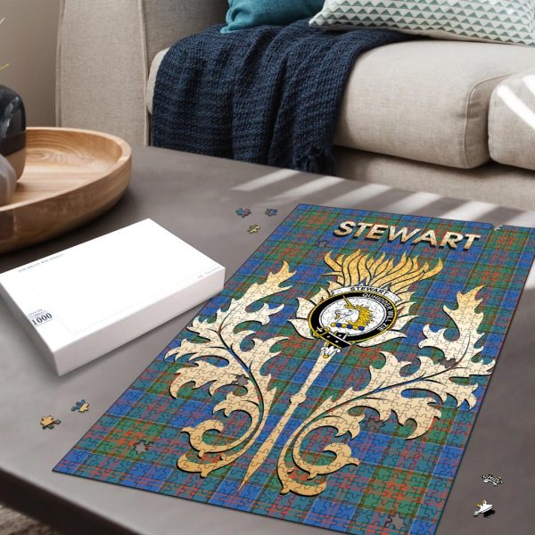 Stewart of Appin Hunting Ancient Tartan Crest Thistle Jigsaw Puzzles For Sale - Image 2