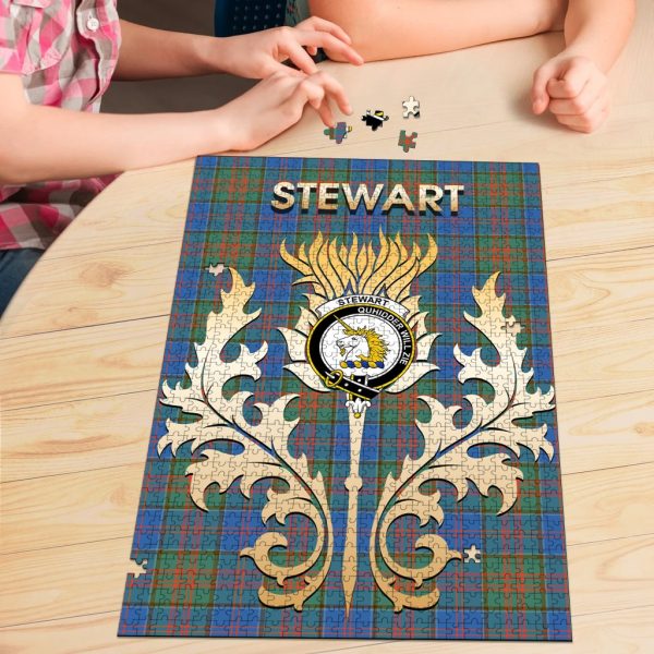 Stewart of Appin Hunting Ancient Tartan Crest Thistle Jigsaw Puzzles For Sale - Image 3
