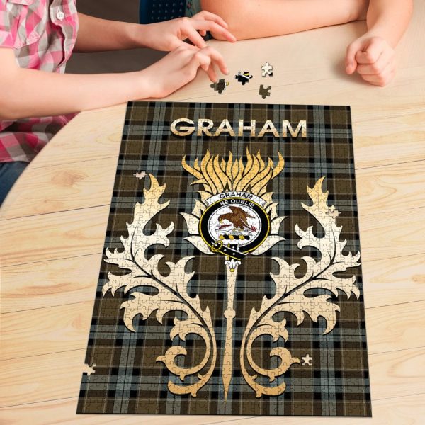 Graham of Menteith Weathered Tartan Crest Thistle Jigsaw Puzzles on Sale - Image 3