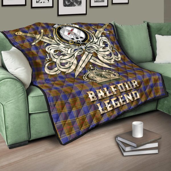 Balfour Modern Tartan Crest Legend Gold Royal Premium Quilt Online - Image 3