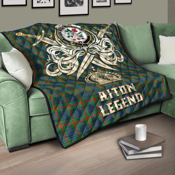 Aiton Tartan Crest Legend Gold Royal Premium Quilt For Sale - Image 3