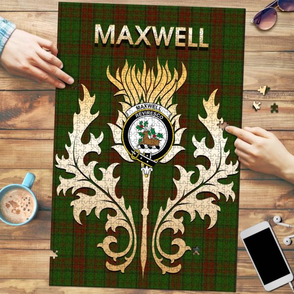 Maxwell Hunting Tartan Crest Thistle Jigsaw Puzzles Online
