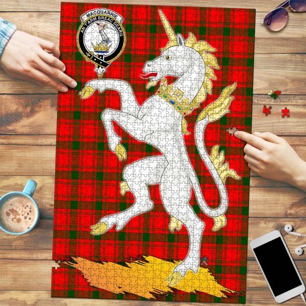 MacQuarrie Modern Tartan Crest Unicorn Scotland Jigsaw Puzzles Fashion
