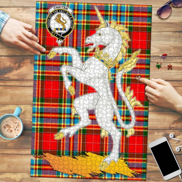 Chattan Tartan Crest Unicorn Scotland Jigsaw Puzzles Cheap
