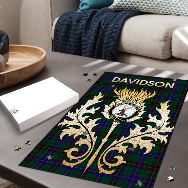 Davidson Modern Tartan Crest Thistle Jigsaw Puzzles For Cheap - Image 2