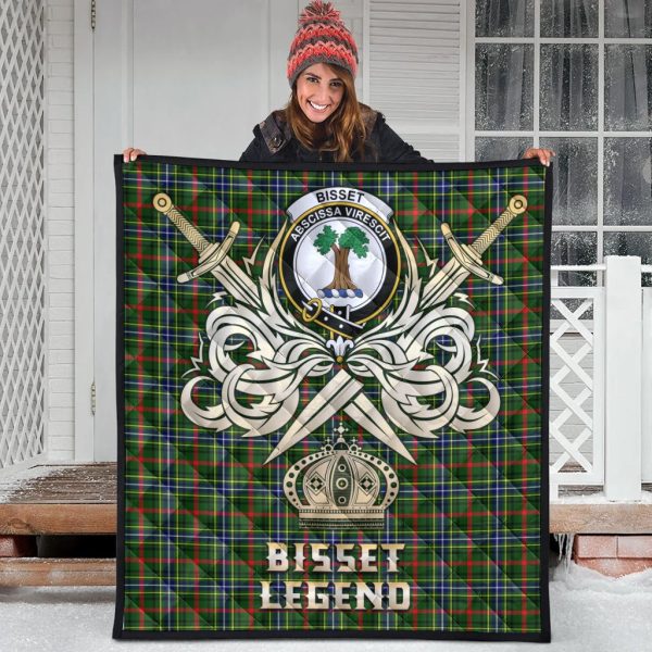 Bisset Tartan Crest Legend Gold Royal Premium Quilt Online now