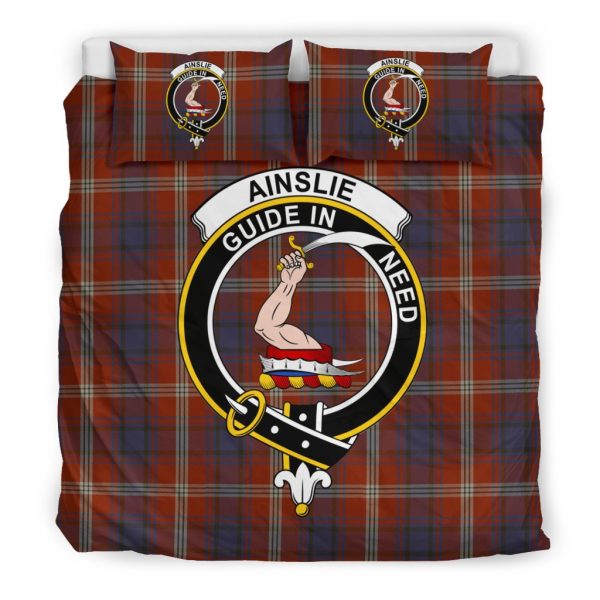 Ainslie Family Tartan Crest Bedding Set For Sale