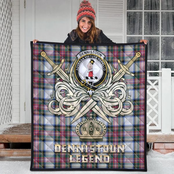 Dennistoun Tartan Crest Legend Gold Royal Premium Quilt For Cheap