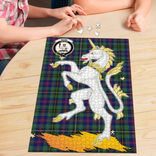 Wood Modern Tartan Crest Unicorn Scotland Jigsaw Puzzles Online Sale - Image 3