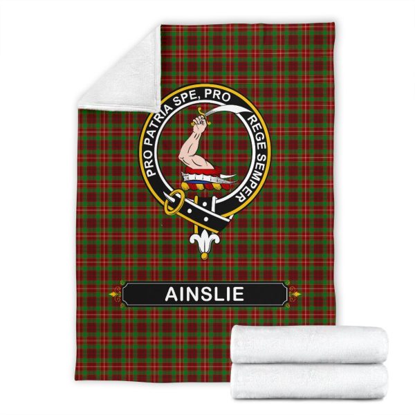 Ainslie Family Tartan Crest Blanket - 3 Sizes Sale