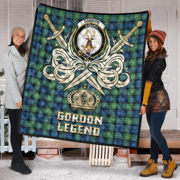 Gordon Ancient Tartan Crest Legend Gold Royal Premium Quilt For Cheap - Image 2