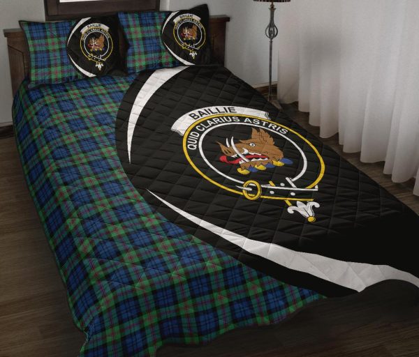 Baillie Ancient Tartan Crest Circle Style Quilt Bed Set Cheap