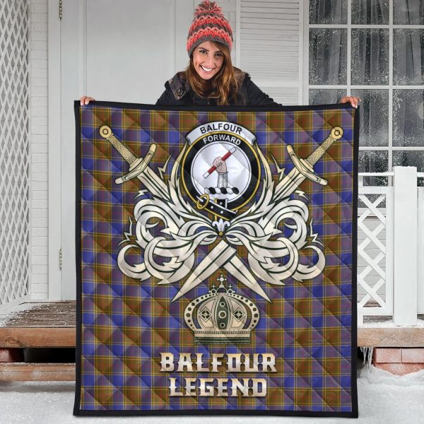 Balfour Modern Tartan Crest Legend Gold Royal Premium Quilt Online