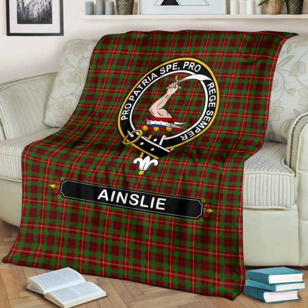 Ainslie Family Tartan Crest Blanket - 3 Sizes Sale - Image 3