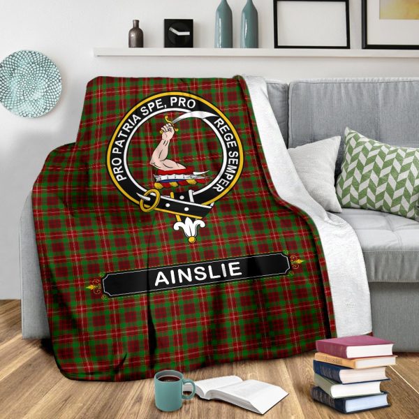 Ainslie Family Tartan Crest Blanket - 3 Sizes Sale - Image 4