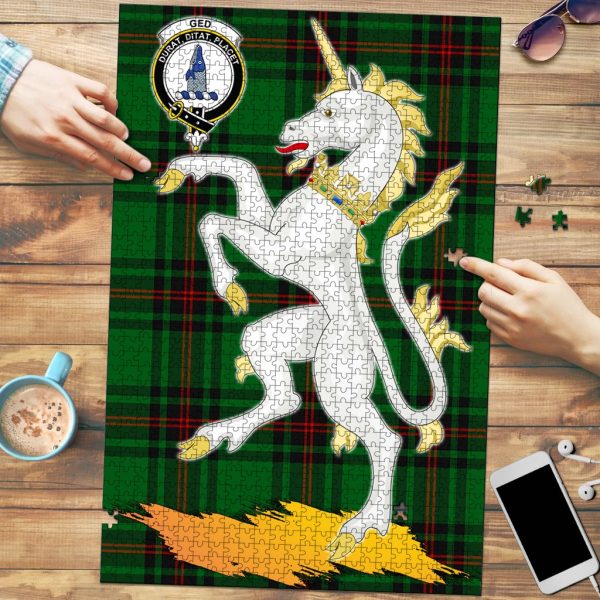 Ged Tartan Crest Unicorn Scotland Jigsaw Puzzles Cheap