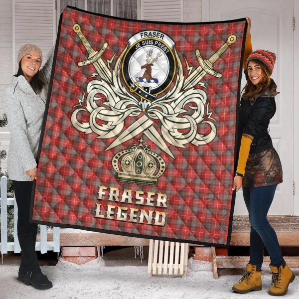 Fraser Weathered Tartan Crest Legend Gold Royal Premium Quilt For Sale - Image 2