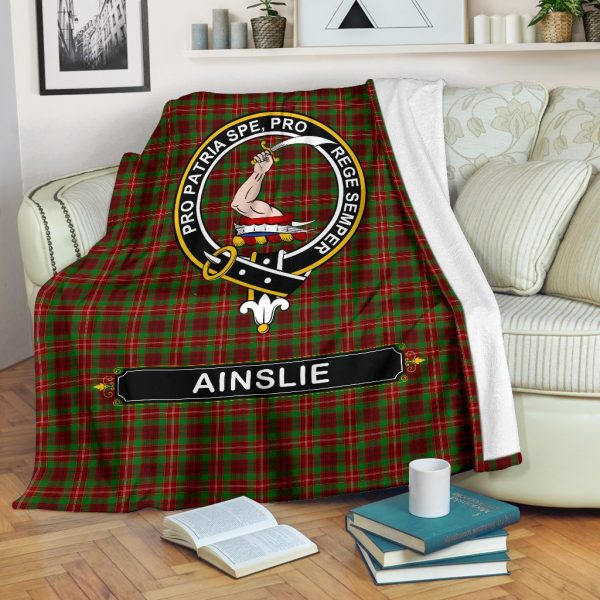 Ainslie Family Tartan Crest Blanket - 3 Sizes Sale - Image 2